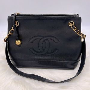 Chanel ✨ Excellent Condition ✨ CC Logo Black Caviar Chain Tote Bag